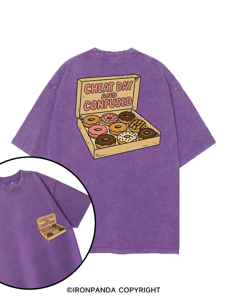 CHEAT DAY AND CONFUSED printed Gym Shirt