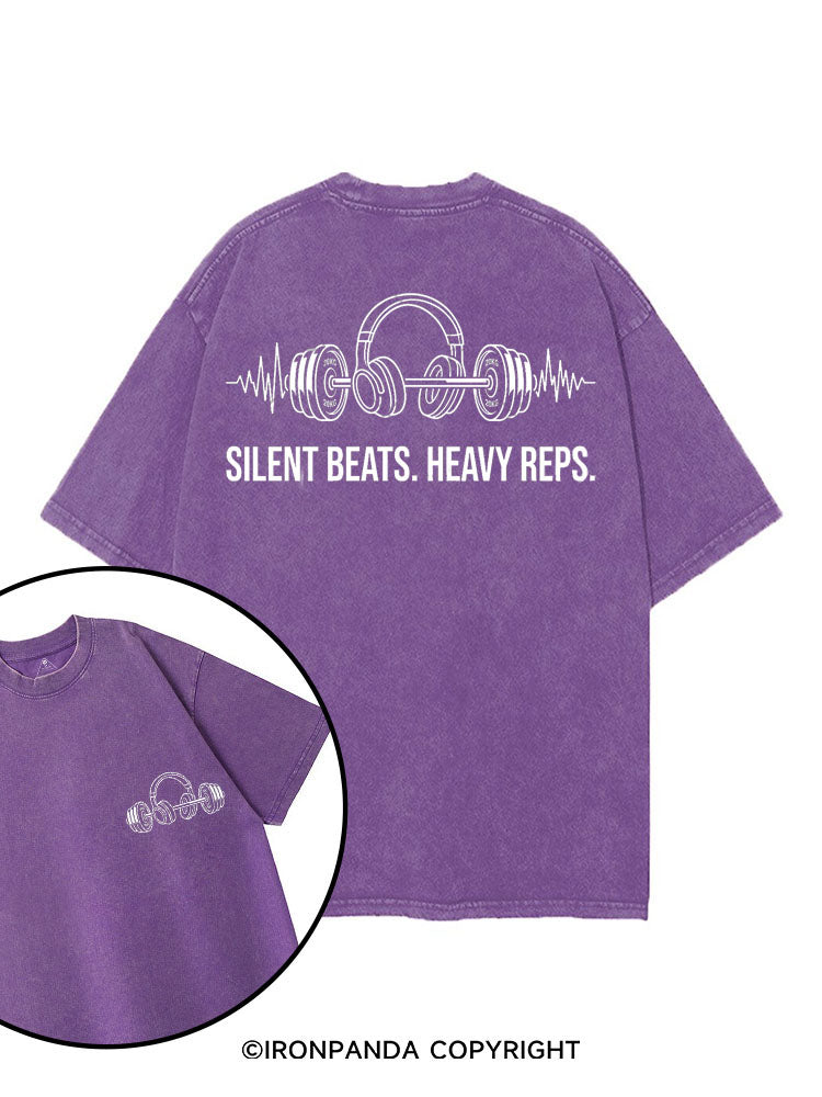 SILENT BEATS HEAVY REPS printed Gym Shirt