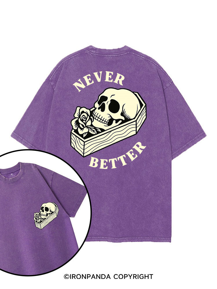 NEVER BETTER GYM SKELETON printed Gym Shirt