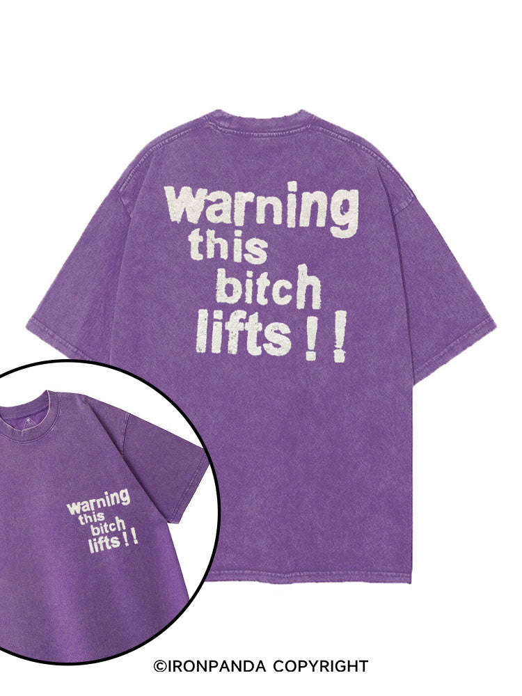 WARNING THIS BITCH LIFTS!! printed Gym Shirt