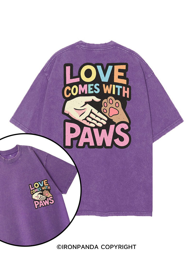 LOVE COMES WITH PAWS printed Gym Shirt