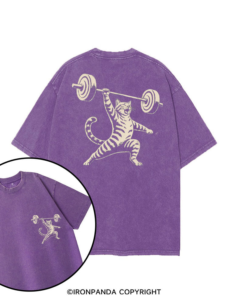 MIGHTY MEOWSTER printed Gym Shirt