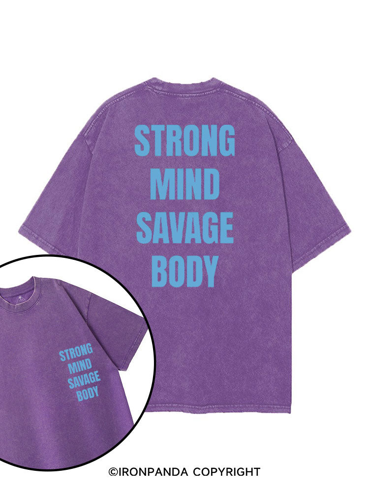 STRONG MIND SAVAGE BODY printed Gym Shirt