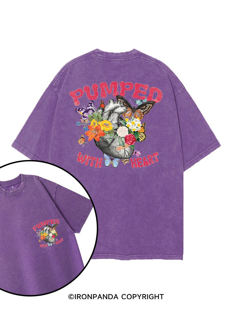 PUMPED WITH HEART printed Gym Shirt