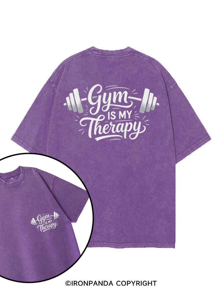 GYM IS MY THERAPY printed Gym Shirt