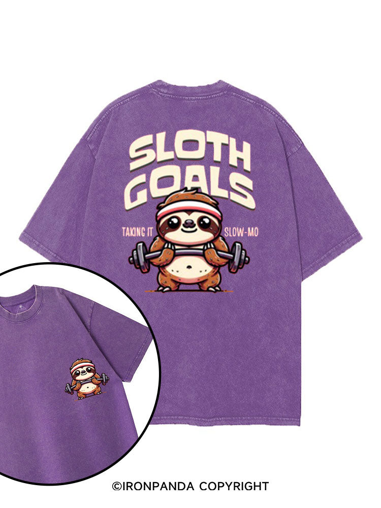 SLOTH GOALS TAKING IT SLOW-MO printed Gym Shirt