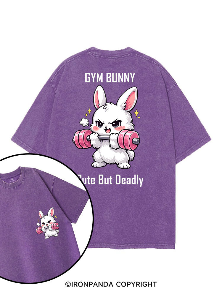 GYM BUNNY CUTE BUT DEADLY printed Gym Shirt