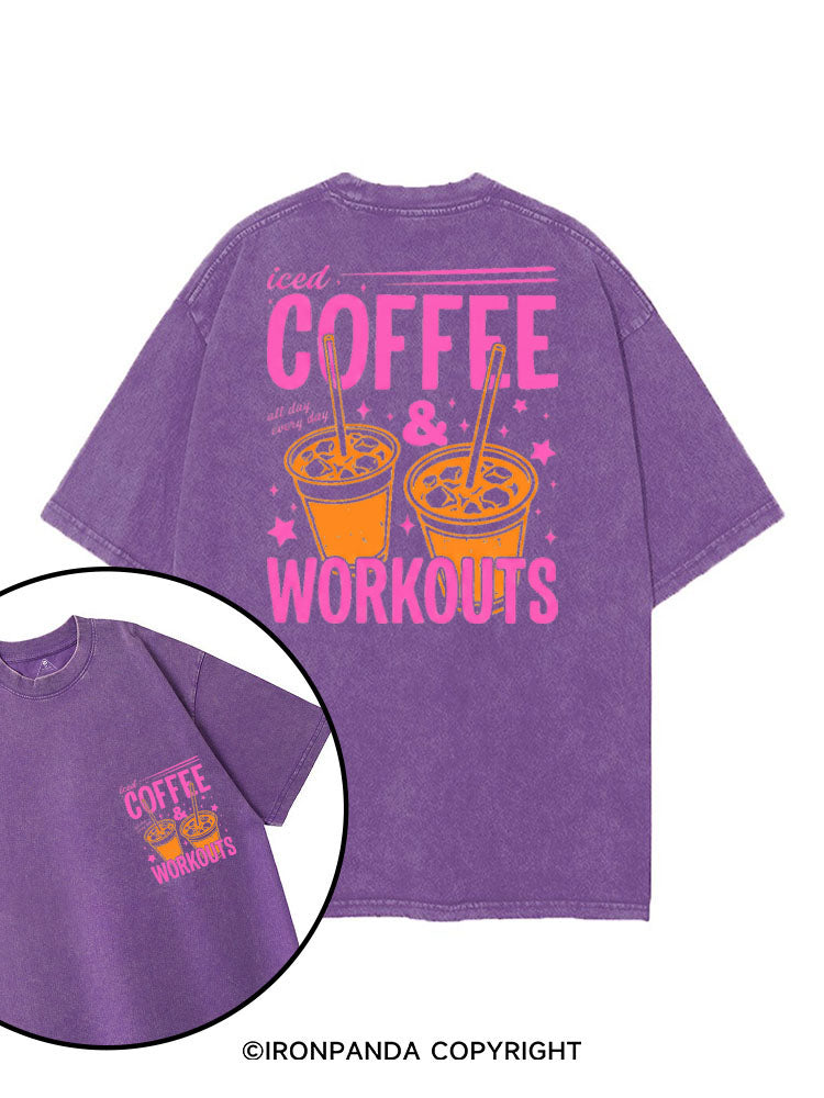 ICED COFFEE & WORKOUTS printed Gym Shirt