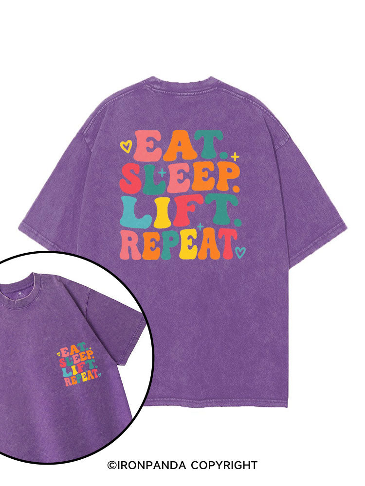 EAT SLEEP LIFT REPEAT printed Gym Shirt