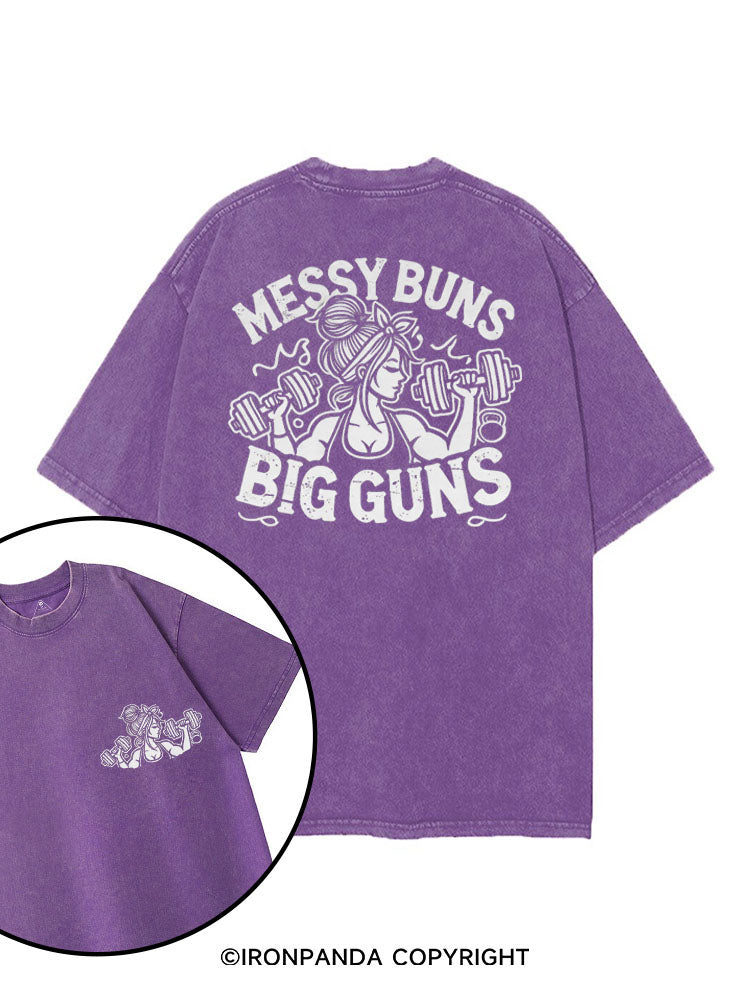 MESSY BUNS BIG GUNS printed Gym Shirt