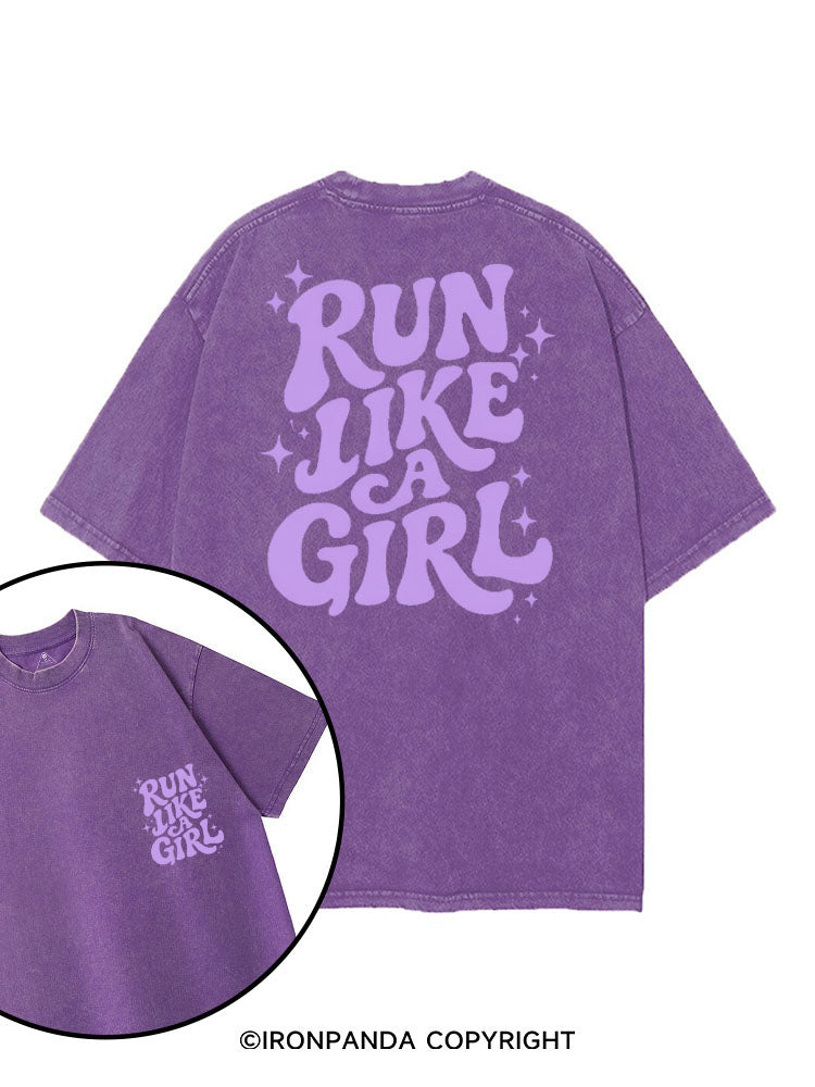 RUN LIKE A GIRL printed Gym Shirt