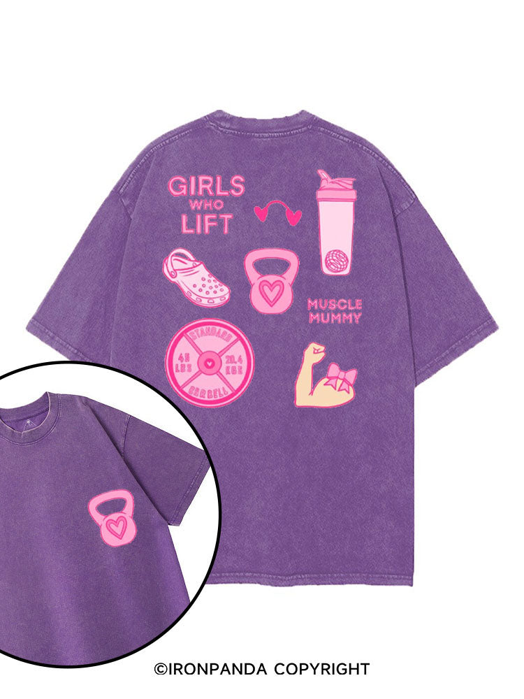 GIRLS WHO LIFT PINK GYM STYLE printed Gym Shirt