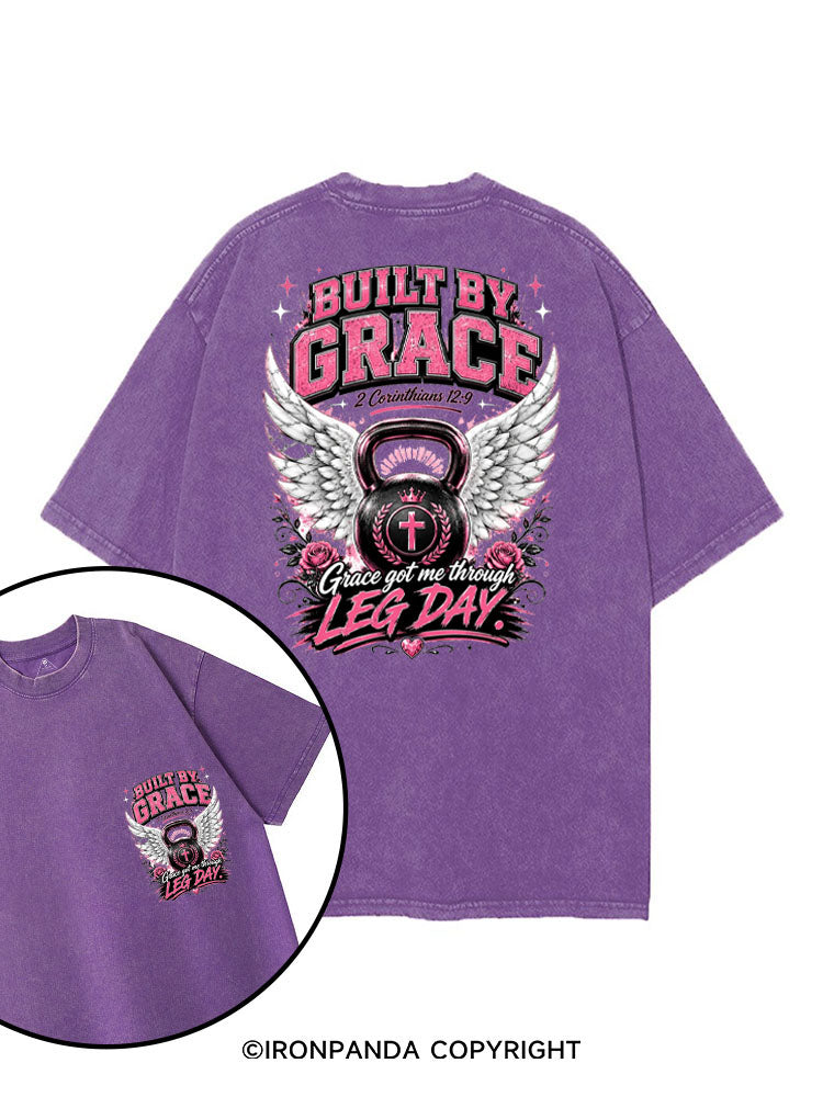 BUILT BY GRACE GRACE GOT ME THROUGH LEG DAY printed Gym Shirt
