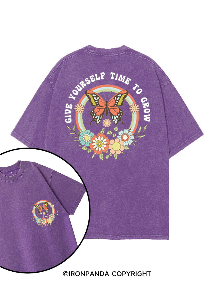 GIVE YOURSELF TIME TO GROW printed Gym Shirt
