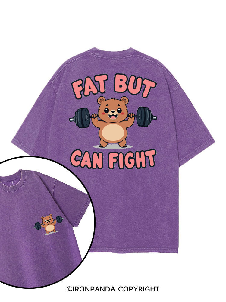 FAT BUT CAN FIGHT printed Gym Shirt