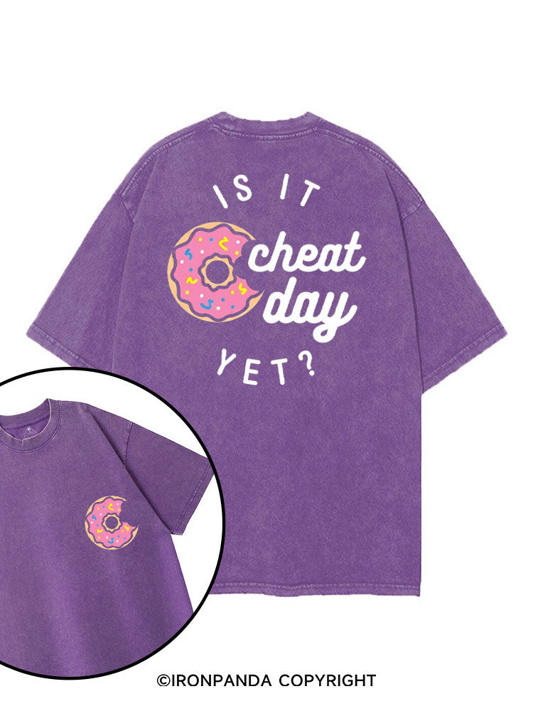 IS IT CHEAT DAY YET DONUT printed Gym Shirt