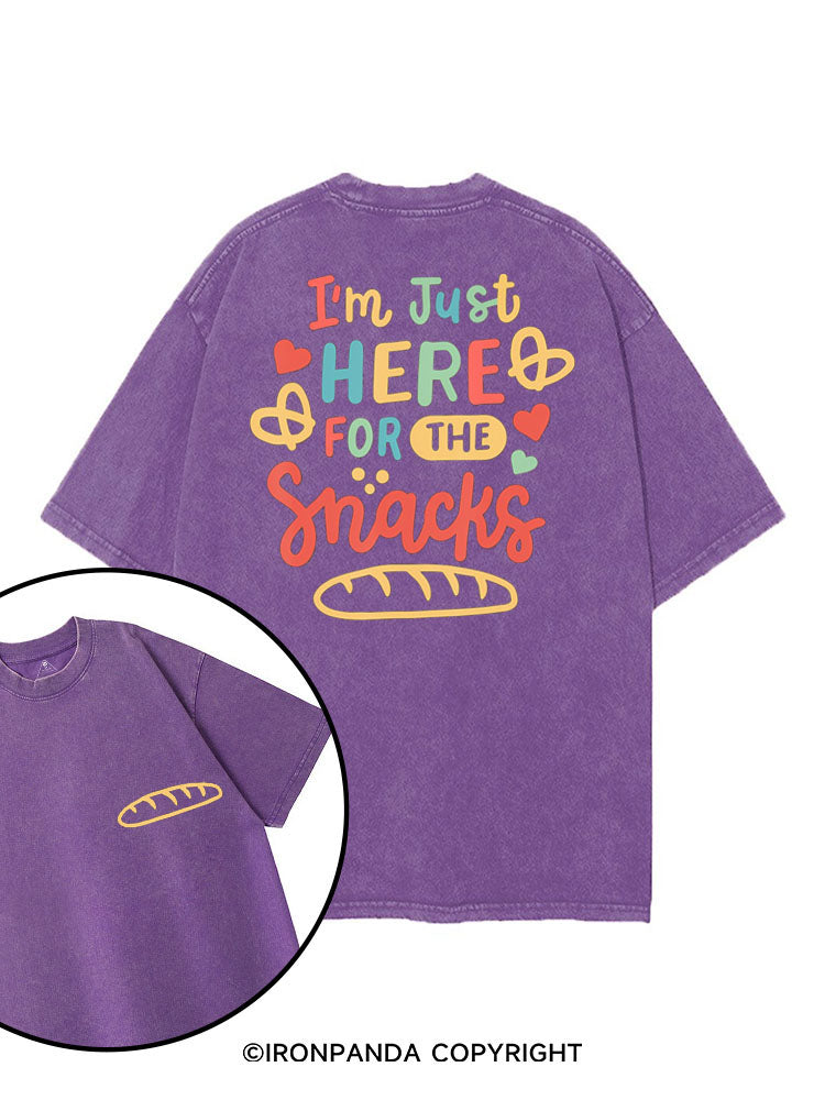I'M JUST HERE FOR THE SNACKS printed Gym Shirt