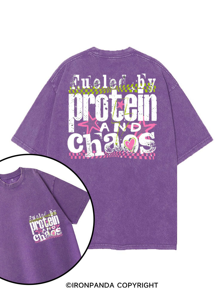 FUELED BY PROTEIN AND CHAOS printed Gym Shirt