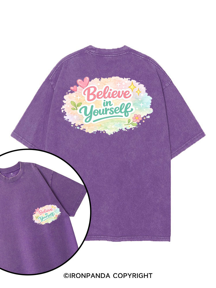 BELIEVE IN YOURSELF printed Gym Shirt