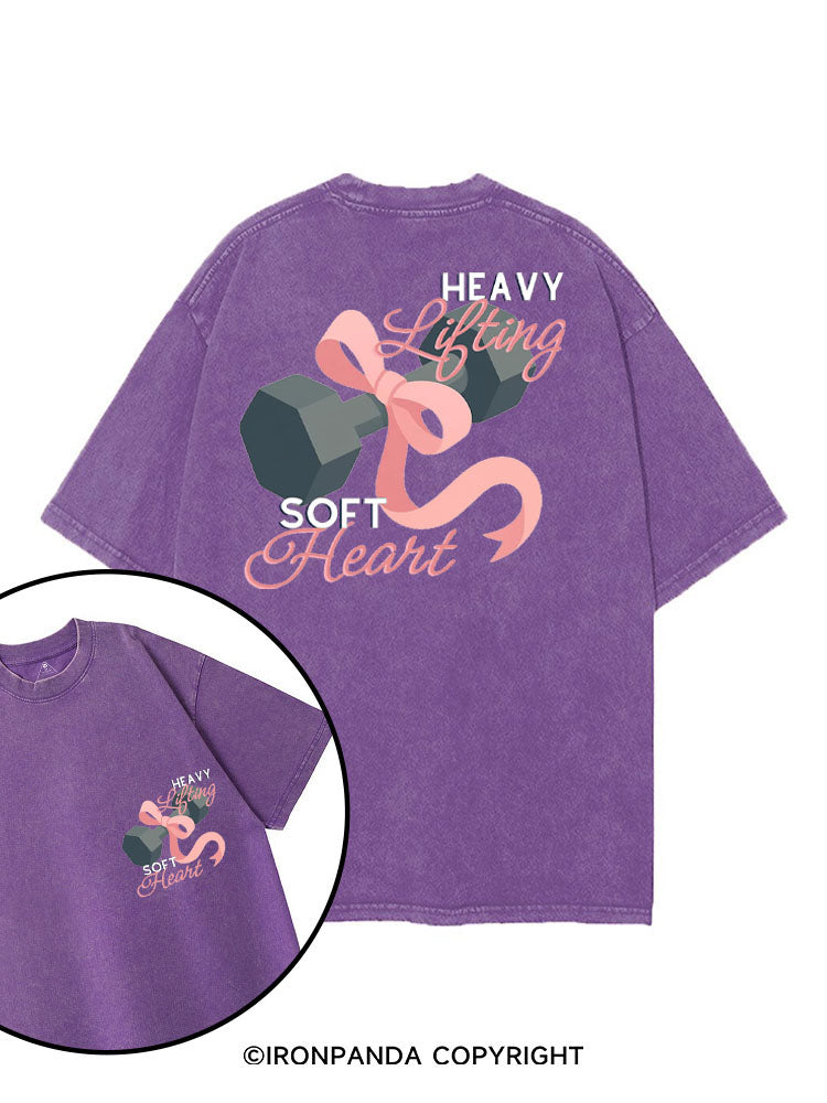 HEAVY LIFTING SOFT HEART printed Gym Shirt