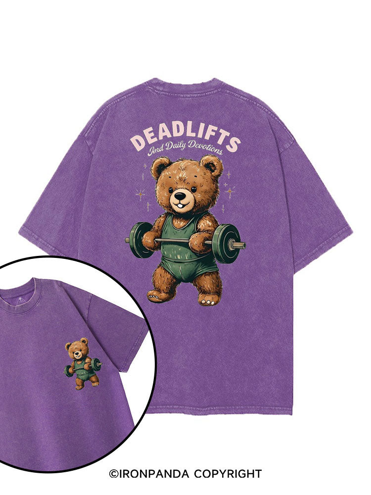 DEADLIFTS AND DAILY DEVOTIONS printed Gym Shirt