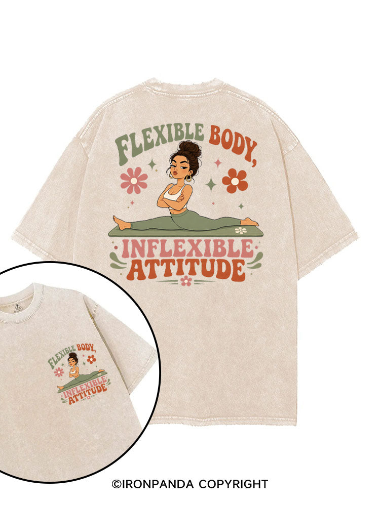 FLEXIBLE BODY, INFLEXIBLE ATTITUDE printed Gym Shirt