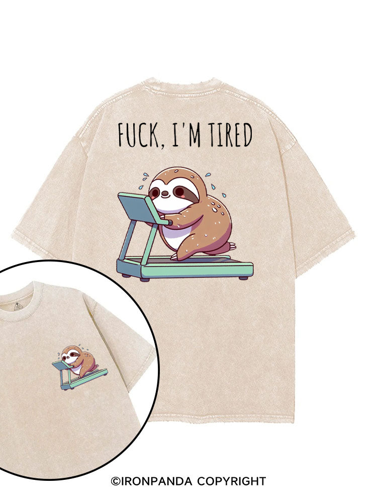 FUCK I'M TIRED SLOTH printed Gym Shirt
