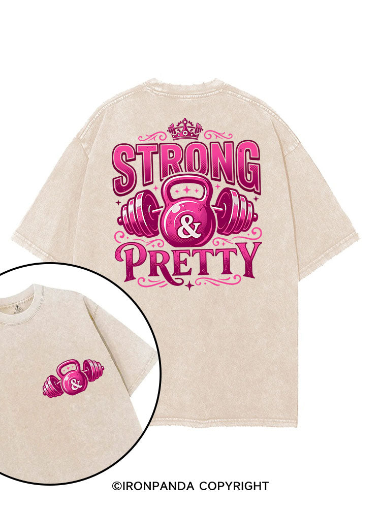STRONG & PRETTY STRONG VIBES printed Gym Shirt