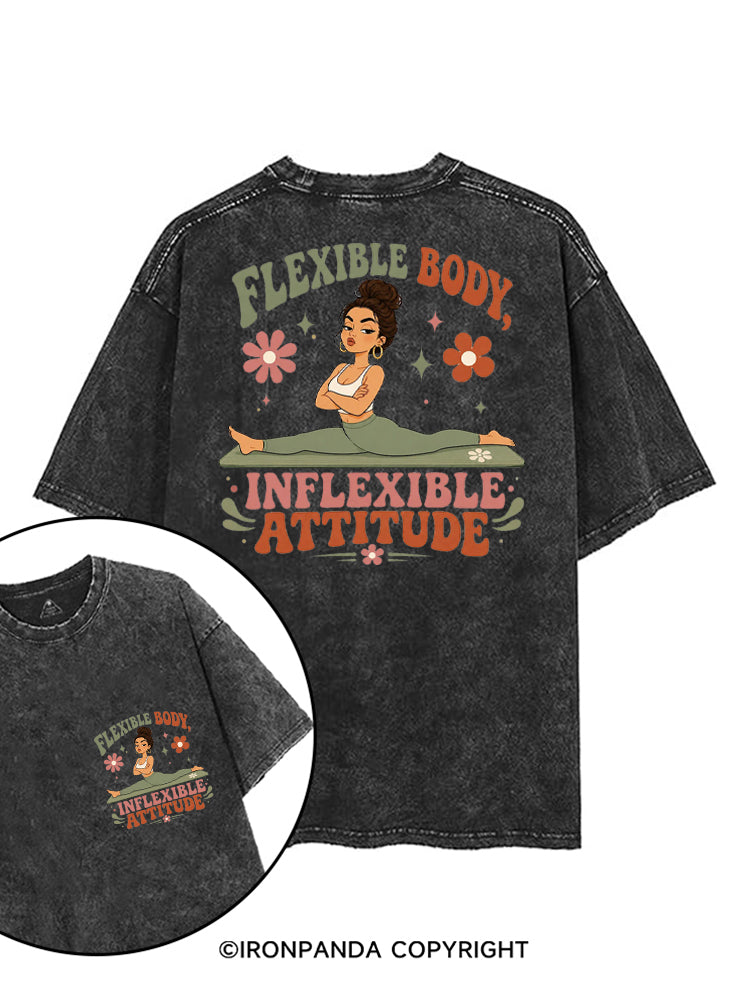 FLEXIBLE BODY, INFLEXIBLE ATTITUDE printed Gym Shirt