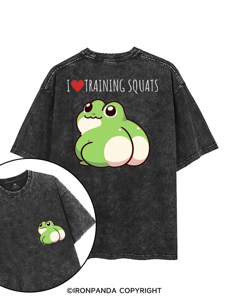 I ❤ TRAINING SQUATS FROG printed Gym Shirt