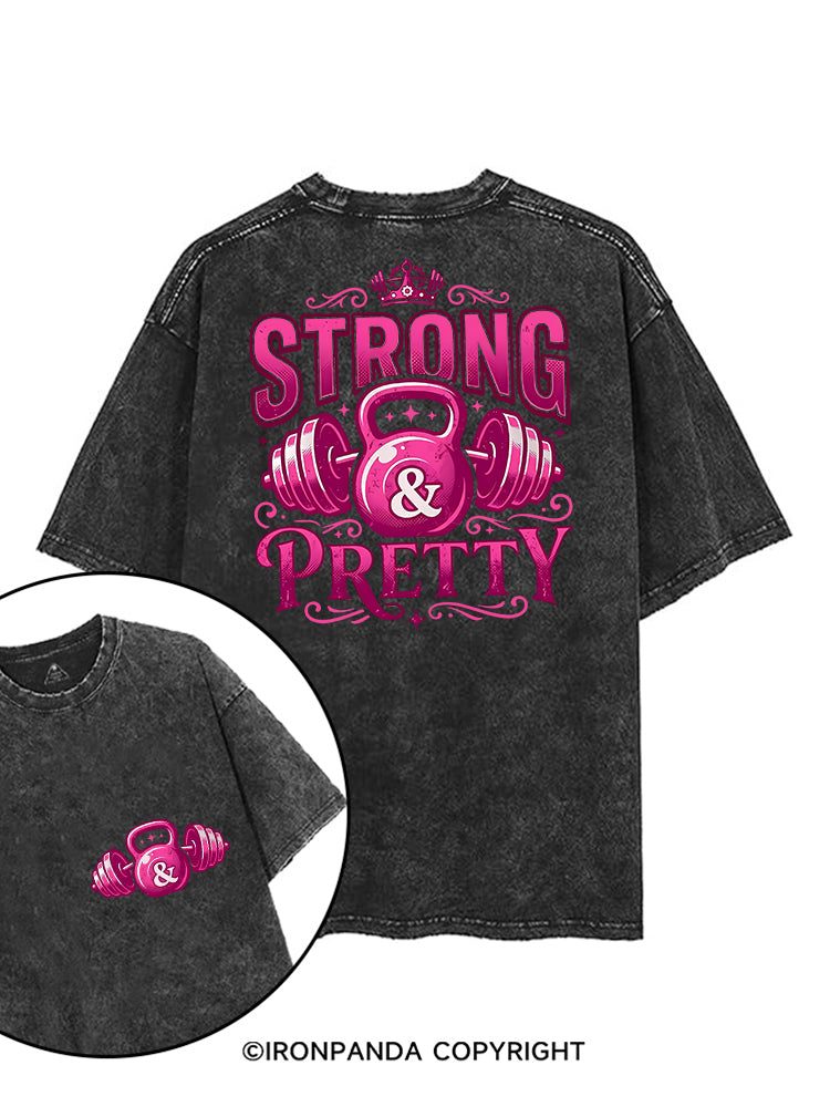 STRONG & PRETTY STRONG VIBES printed Gym Shirt