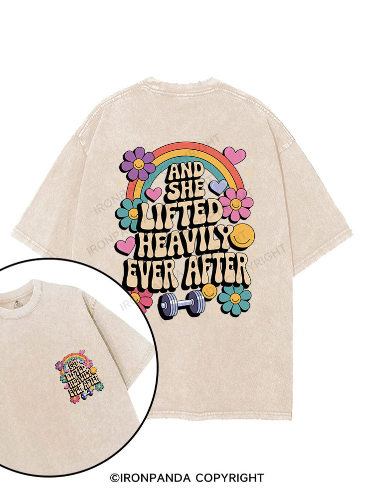 AND SHE LIFTED HEAVILY EVER AFTER printed Gym Shirt