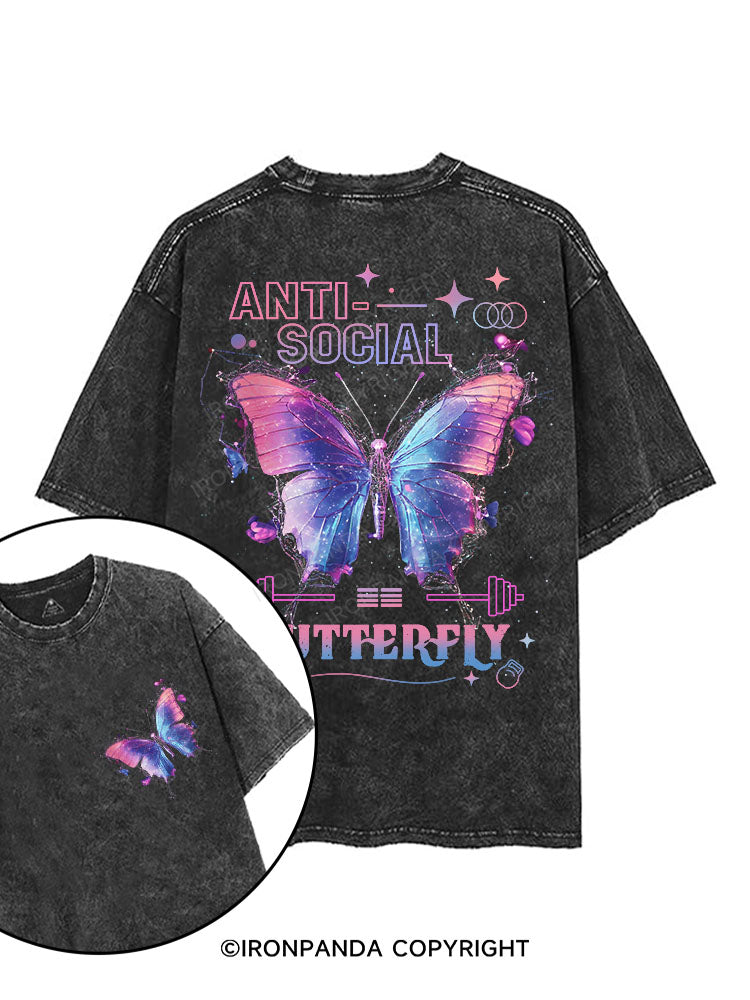 ANTI-SOCIAL BUTTERFLY printed Gym Shirt