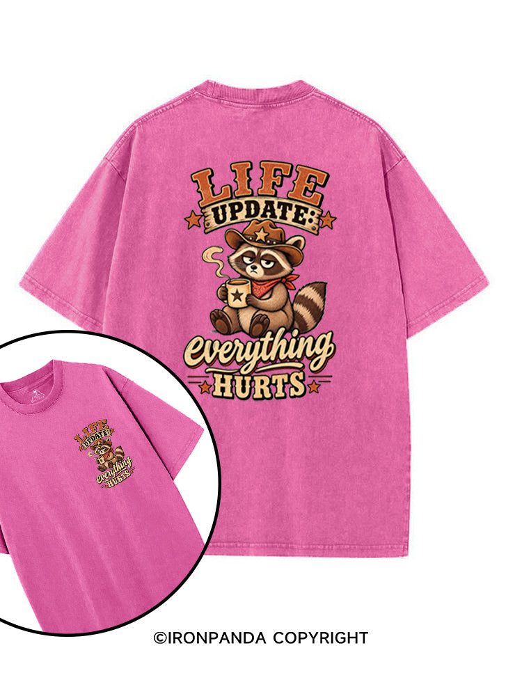 Everything Hurts Funny Raccoon Cowboy printed Gym Shirt