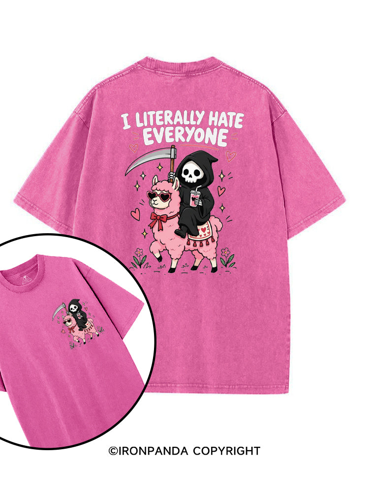I LITERALLY HATE EVERYONE Grim Reaper Llama Halloween printed Gym Shirt
