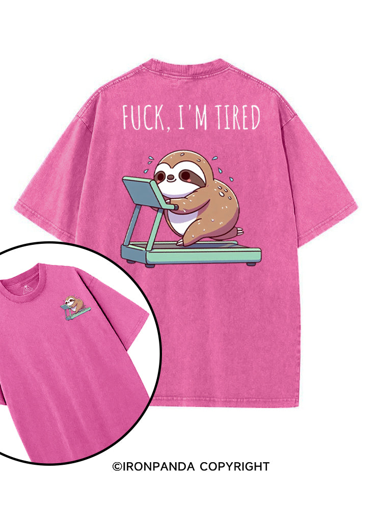 FUCK I'M TIRED SLOTH printed Gym Shirt