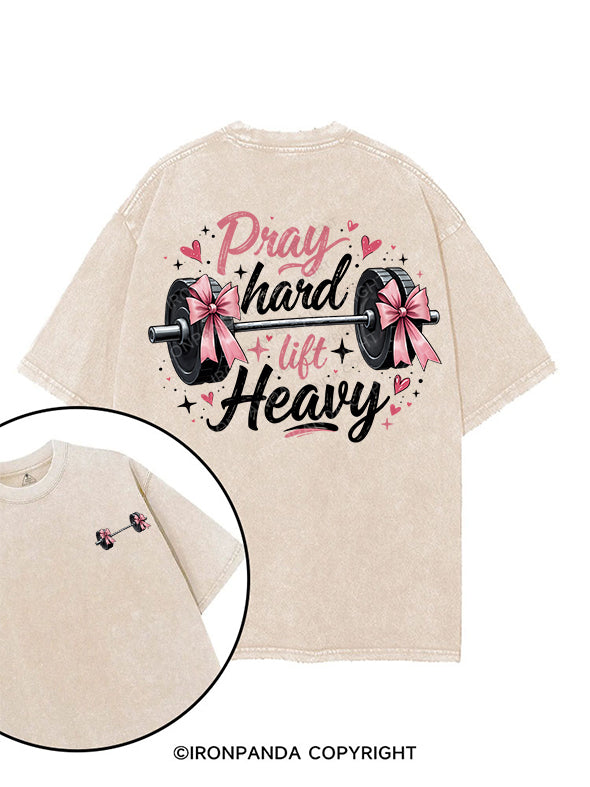 pray hard lift heavy printed Gym Shirt
