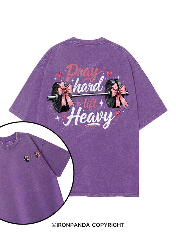 pray hard lift heavy printed Gym Shirt