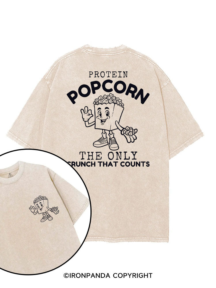 PROTEIN POPCORN THE ONLY CRUNCH THAT COUNTS printed Gym Shirt