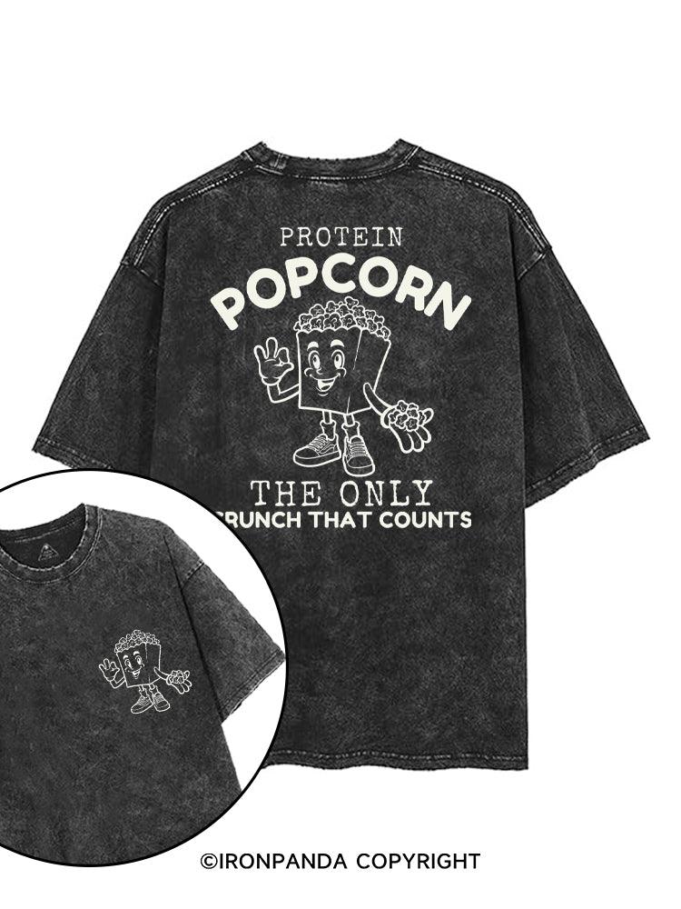 PROTEIN POPCORN THE ONLY CRUNCH THAT COUNTS printed Gym Shirt