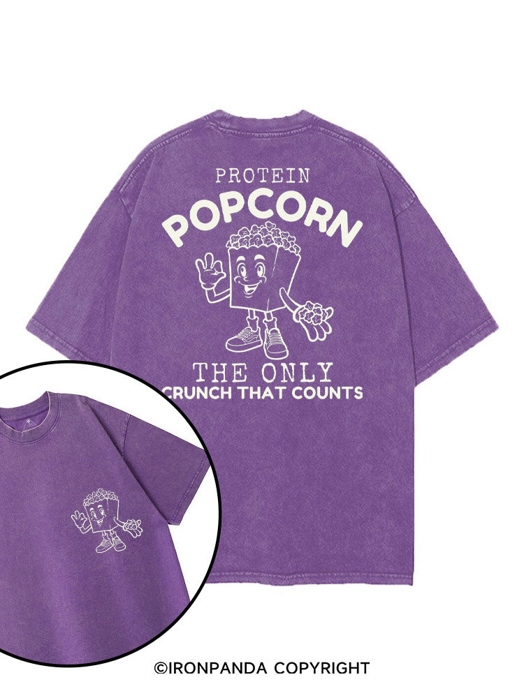 PROTEIN POPCORN THE ONLY CRUNCH THAT COUNTS printed Gym Shirt