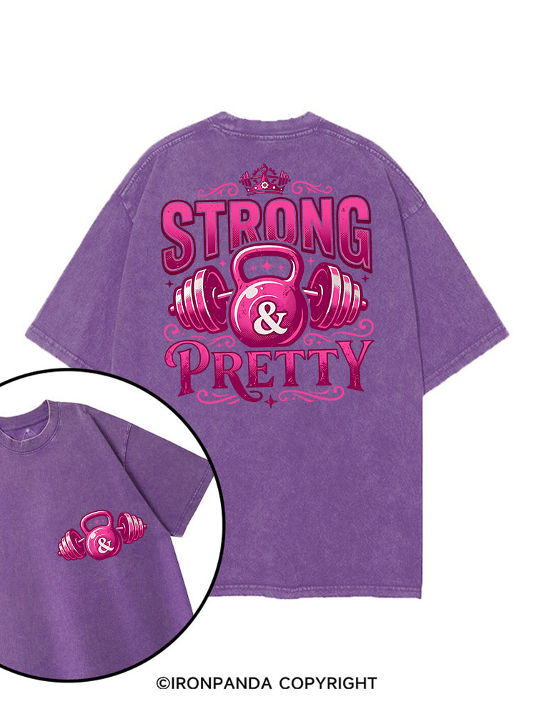 STRONG & PRETTY STRONG VIBES printed Gym Shirt