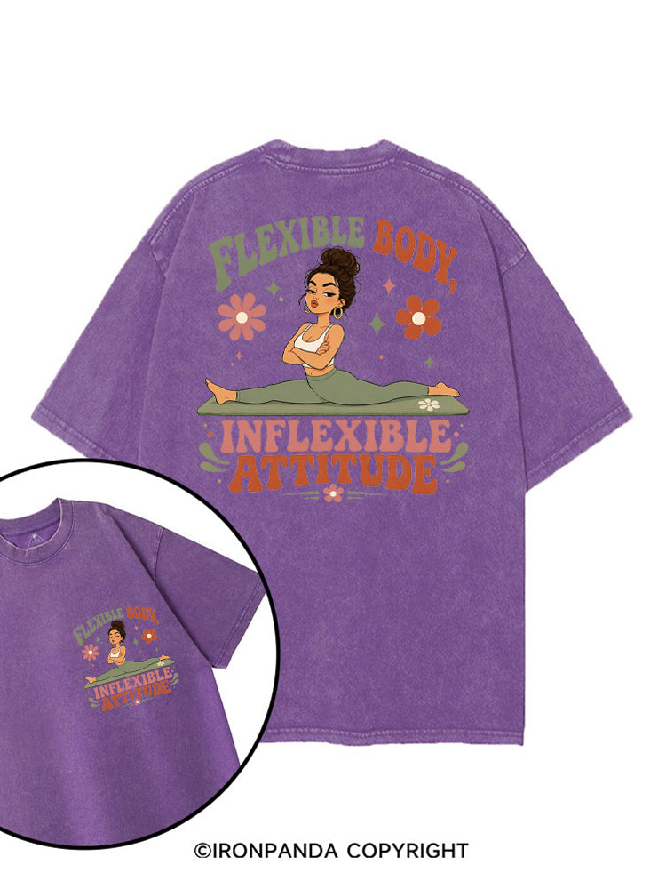 FLEXIBLE BODY, INFLEXIBLE ATTITUDE printed Gym Shirt