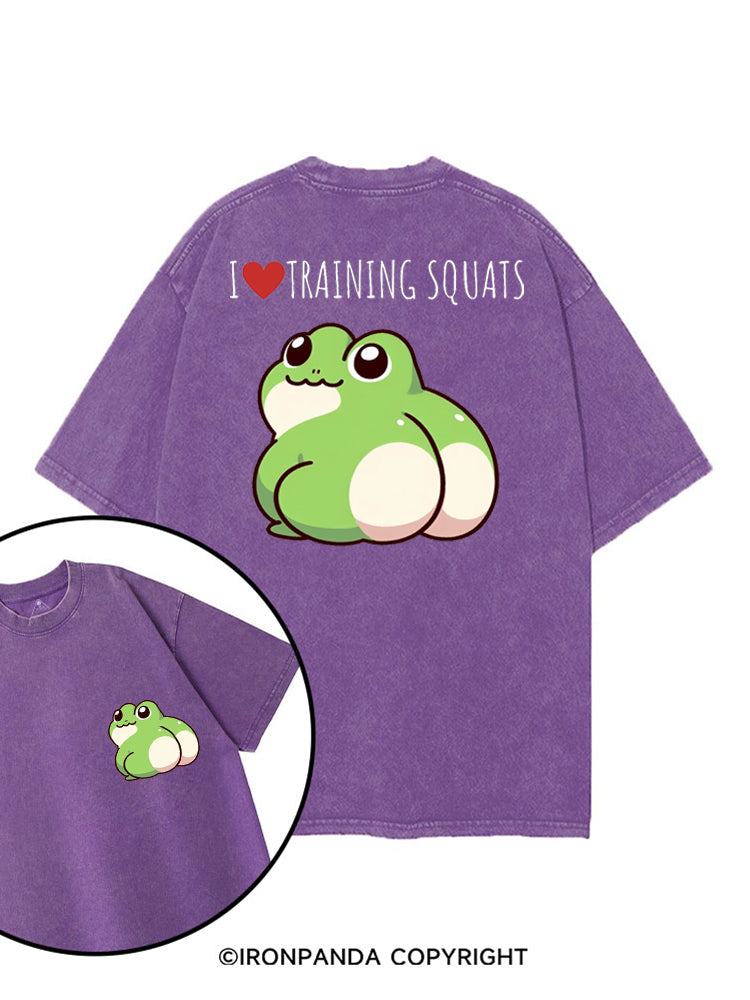 I ❤ TRAINING SQUATS FROG printed Gym Shirt