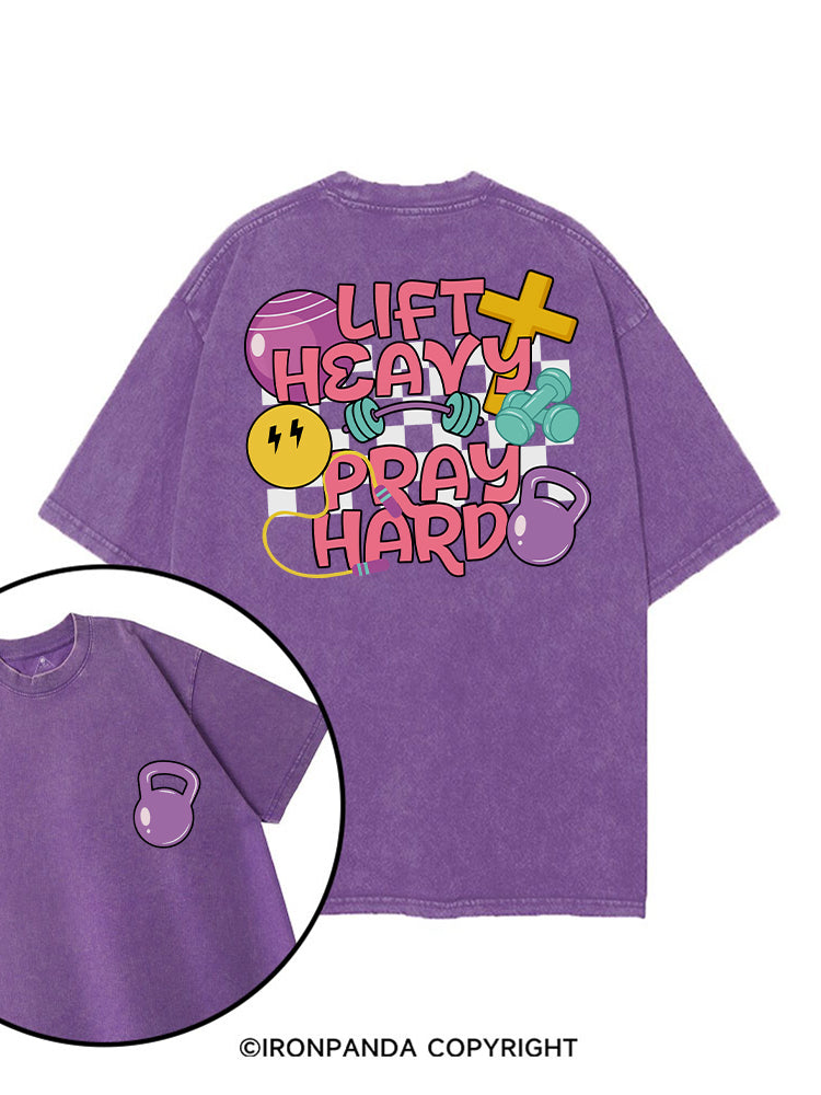 LIFT HEAVY PRAY HARD COLORFUL GYM printed Gym Shirt