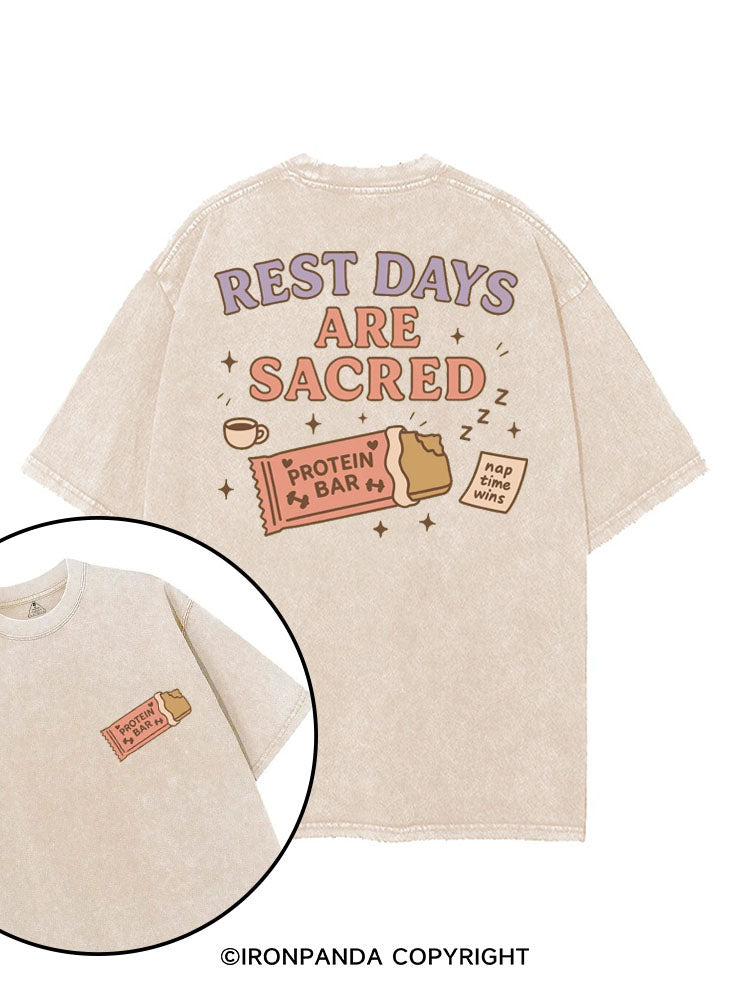 REST DAYS ARE SACRED printed Gym Shirt