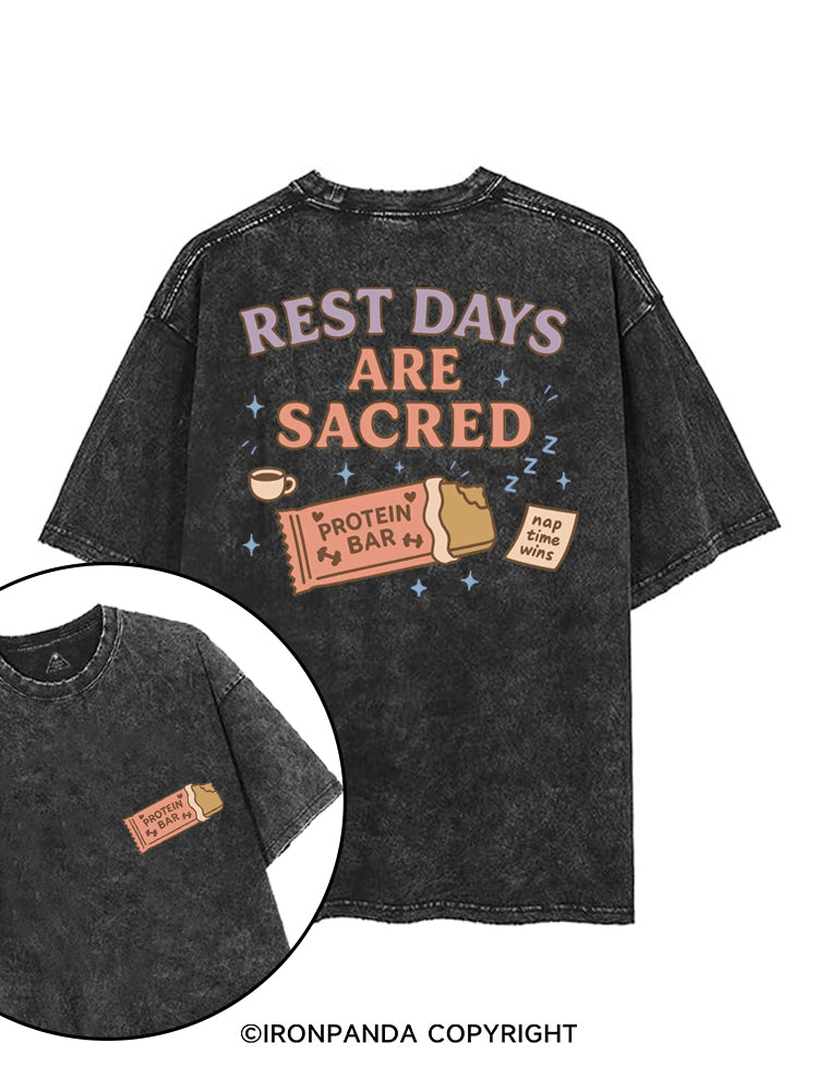 REST DAYS ARE SACRED printed Gym Shirt