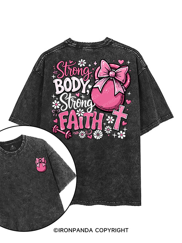 strong body strong faith printed Gym Shirt
