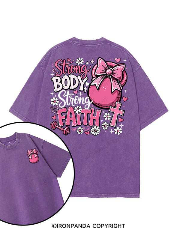 strong body strong faith printed Gym Shirt