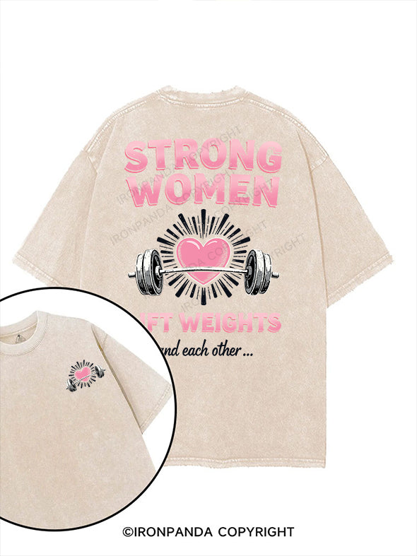 strong women lift weights printed Gym Shirt